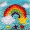 L210 Print 30x30cm Latch Hook Kit Karpet Rajut Rainbow Stars