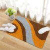 L212 Print 50x38cm Latch Hook Kit Karpet Rajut Abstrak Coklat Abu