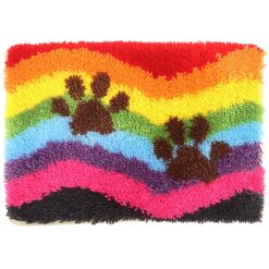 L222 Print 52x38cm Latch Hook Kit Karpet Rajut Rainbow Paw