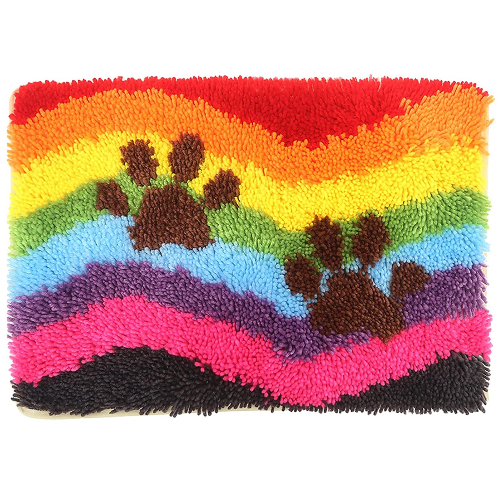L222 Print 52x38cm Latch Hook Kit Karpet Rajut Rainbow Paw