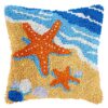 L227 Print 43x43cm Latch Hook Kit Sarung Bantal Rajut Bintang Laut