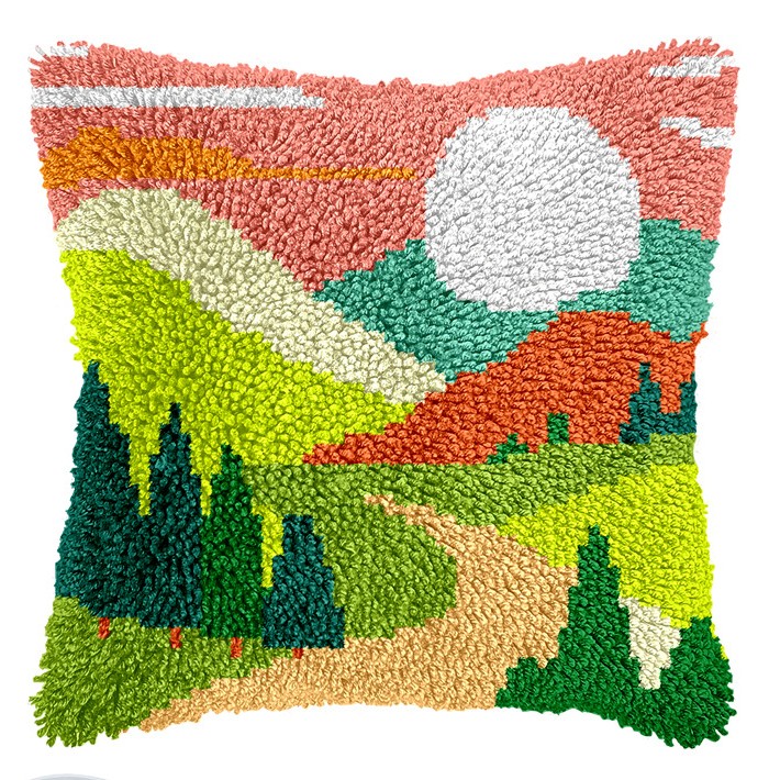 L231 Print 43x43cm Latch Hook Kit Sarung Bantal Rajut Panorama