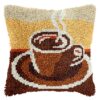 L232 Print 43x43cm Latch Hook Kit Sarung Bantal Rajut Coffee