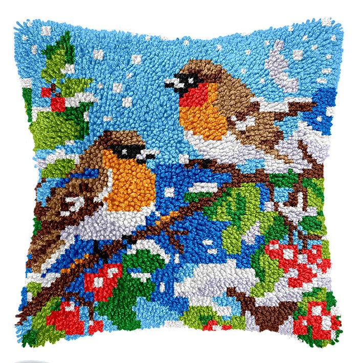 L236 Print 43x43cm Latch Hook Kit Sarung Bantal Rajut Robin