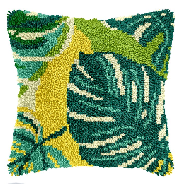 L240 Print 43x43cm Latch Hook Kit Sarung Bantal Rajut Monstera
