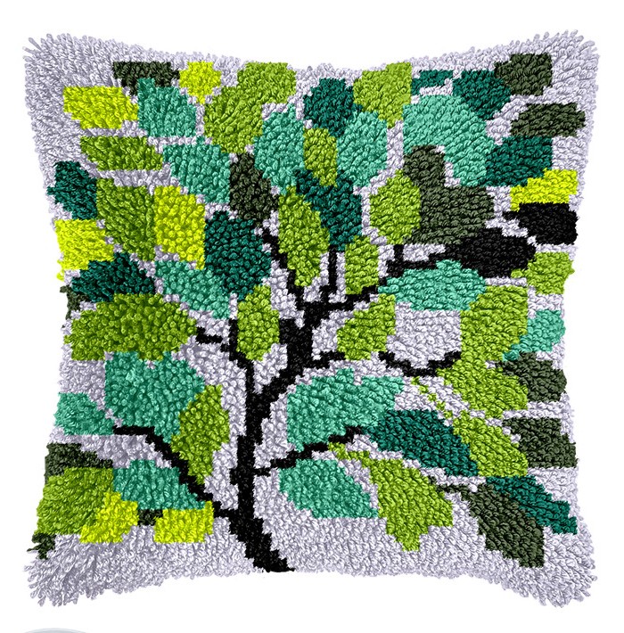 L241 Print 43x43cm Latch Hook Kit Sarung Bantal Rajut Leaves