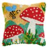 L242 Print 43x43cm Latch Hook Kit Sarung Bantal Rajut Jamur