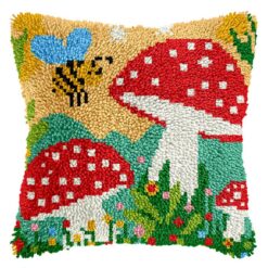 L242 Print 43x43cm Latch Hook Kit Sarung Bantal Rajut Jamur