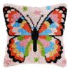 L243 Print 43x43cm Latch Hook Kit Sarung Bantal Rajut Kupu Warna