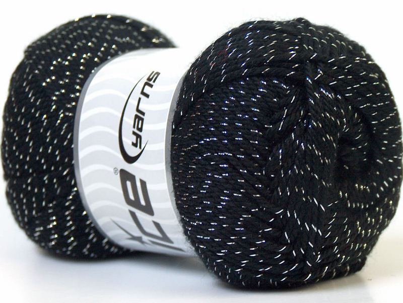 Benang Rajut Impor Dora Glitz Black 55A