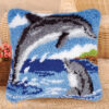 L67 Latch Hook Kit Sarung Bantal Rajut Dolphin 43x43 cm