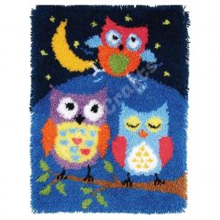 L151 Print 50x38 cm Latch Hook Kit Karpet Rajut Three Owls