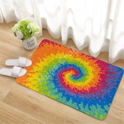 L157 Print 50x38 cm Latch Hook Kit Karpet Rajut Spiral Rainbow