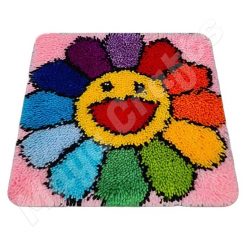 L169 Print 45x45 cm Latch Hook Kit Karpet Rajut Smiling Flower